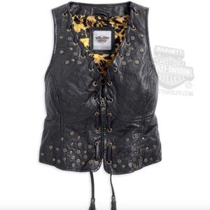 Harley Davidson LuxeVintage Leather Vest Women’s Size Small Bikercore Y2K Grunge